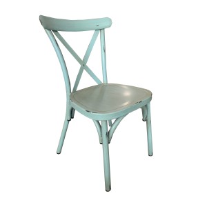 Cross Back Aluminium Dining Chair - Vintage Blue Colour