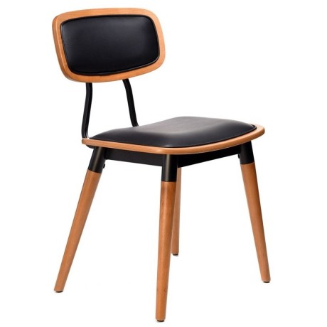 Felix Chair-Black PU Seat-Lancaster Oak-Black Frame