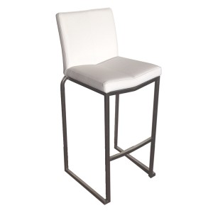 Amao Stackable Bar Stool "White" with High Back on S/S Frame